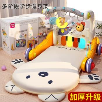 新生嬰兒寶寶腳踏鋼琴多功能健身架音樂玩具二合一學步車手推車