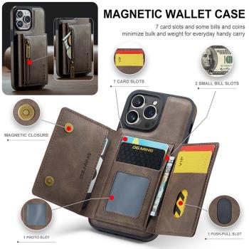 magsafe磁吸拉鏈零錢卡包適用蘋果15promax手機殼iphone14矽膠防摔皮套插卡13多卡位收納12卡槽11支架復古