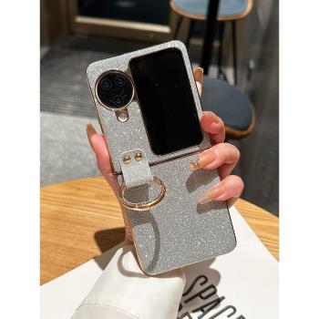 適用oppofindn3flip手機殼折疊屏n2flip新款女高級感高檔閃粉磨砂保護套超薄指環支架斜挎寶盒電鍍邊防摔外殼