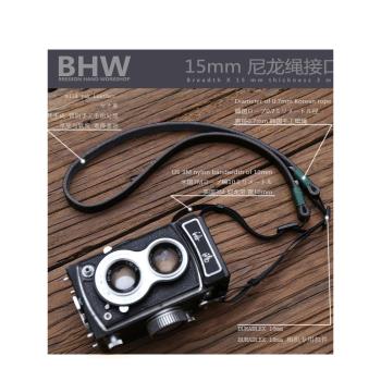 BHW/15mm寬相機背帶微單肩帶單反掛帶掛繩真牛皮佳能尼康復古脖繩