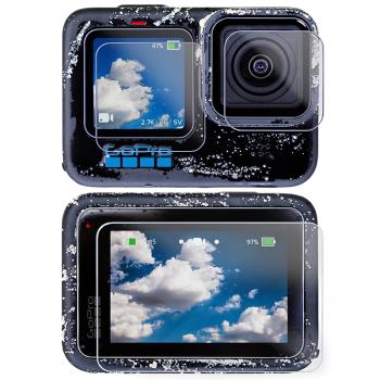 MAXCAM適用gopro hero12 11 10 9 8 7 6 black鏡頭鋼化膜狗gopro12螢幕玻璃防刮高畫質保護貼膜清潔布gopro配件