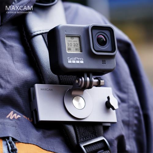 MAXCAM適用dji大疆靈眸gopro12/11狗10987運動相機OSMO ACTION4 3 2背包夾固定座單肩挎包書包夾hero8/7配件