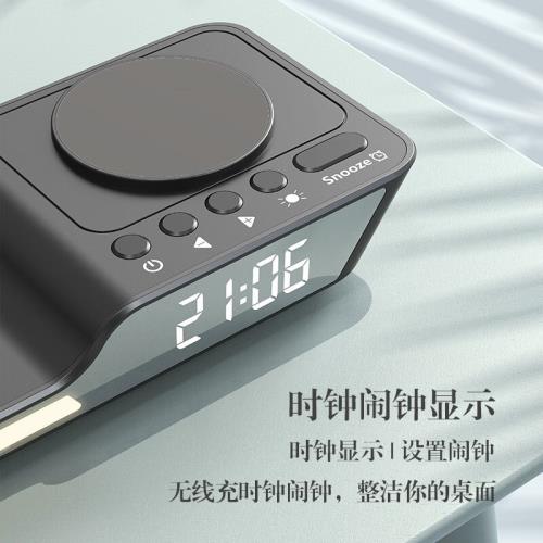 綠佰能三合一無線充電器時鐘鬧鐘帶燈光無線充多功能電器適用蘋果13手機iPhone14 Pro MaxAirPods3