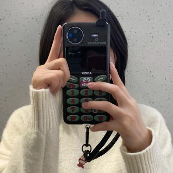 ins趣味可愛卡通大哥大適用於vivo x flip手機殼新款小折疊屏xflip保護套惡搞創意個性手鏈XFlip折疊屏外殼5G