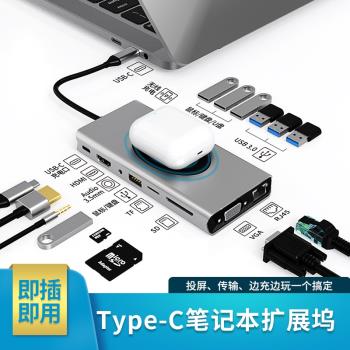 適用三星Tab S7FE 12.4寸平板電腦tpyec擴充套件塢S9+轉換器USB分線器
