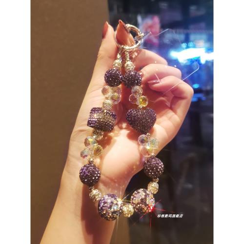 珍格手機鏈奢華高端手工串珠滿鉆珠手機掛繩女款高級感掛件電話套掛鏈手腕鏈條手機殼防丟吊繩手提鏈子
