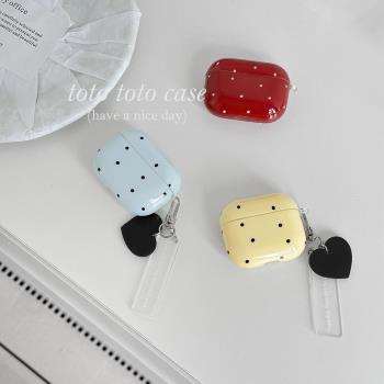 小眾ins淺色波點Airpods pro耳機套掛件適用蘋果3代藍牙無線耳機新款Airpods3代純色高階感pro2新春款