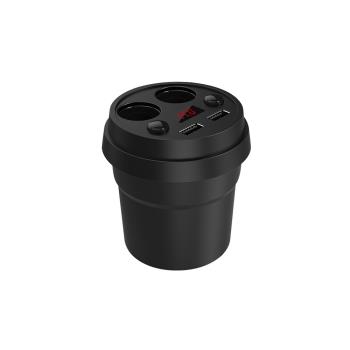 汽車車載充電器杯架式一拖二點煙器雙USB手機智慧快充安全能量杯