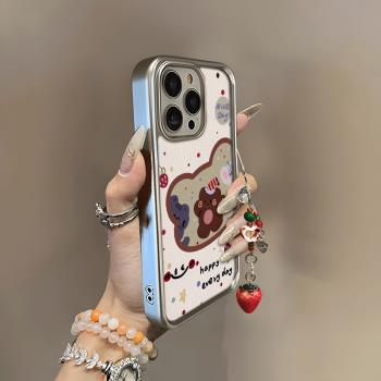 適用蘋果16手機殼iphone16promax女新款15plus秋冬可愛14小羊皮質13PM小眾高階感12超火不撞款11防摔保護套石
