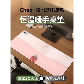 簡約ins加熱鼠標墊超大桌面加熱墊辦公室女生高顏值發熱暖桌墊筆記本電腦墊加熱電熱桌墊暖手寫字遊戲鍵盤墊
