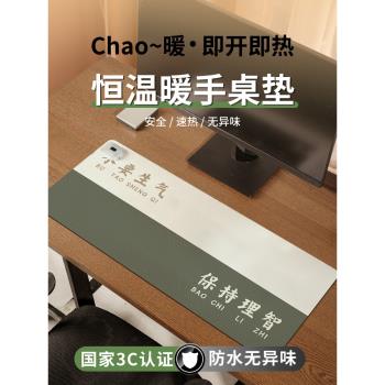 創意文字加熱鼠標墊超大桌面加熱墊辦公室女生高顏值發熱暖桌墊筆記本電腦墊加熱電熱桌墊暖手寫字遊戲鍵盤墊