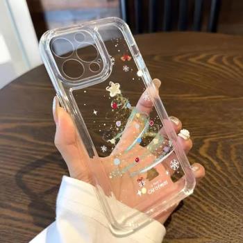 適用2024蘋果16promax的新款聖誕樹小眾手機殼iPhone15高階感14pro透明13pm鏡頭全包12聖誕節11矽膠簡約plus