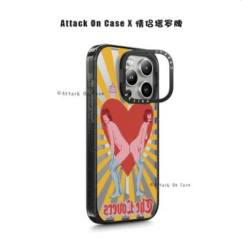 鏡頭框折疊支架Magsafe磁吸情侶塔羅牌手機殼適用蘋果16Pro防摔防爆亞克力15Promax保護殼iPhone14情人裸體13