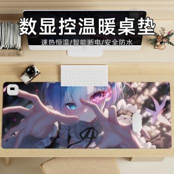 二次元加熱鼠標墊辦公室電腦暖桌墊恆溫定時桌面滑鼠暖手寶學生學習寫字防凍手發熱保暖防水皮革墊多檔調節