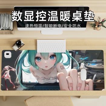 暖桌墊恆溫定時桌面滑鼠暖手寶學生學習寫字防凍手發熱保暖防水皮革墊多檔調節二次元加熱鼠標墊辦公室電腦