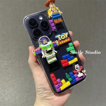 手工滴膠DIY玩具總動員卡通15保護手機殼高階iPhone14pro適用11蘋果13promax手機殼12閨蜜款節日禮物透明原創
