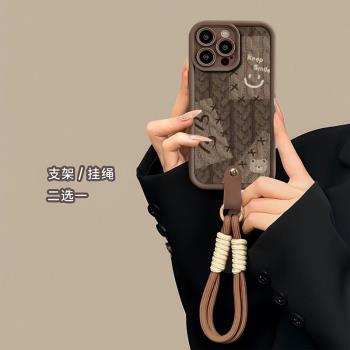 適用蘋果16新款秋冬手機殼iphone16promax小羊皮質15plus小眾高階感14矽膠軟殼13輕奢女款12全包防摔保護套石