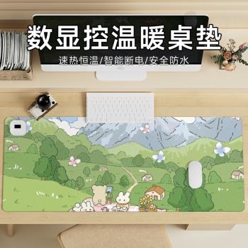 加熱鼠標墊辦公室電腦暖桌墊恆溫定時桌面滑鼠暖手寶學生學習寫字防凍手發熱保暖防水皮革墊多檔調節