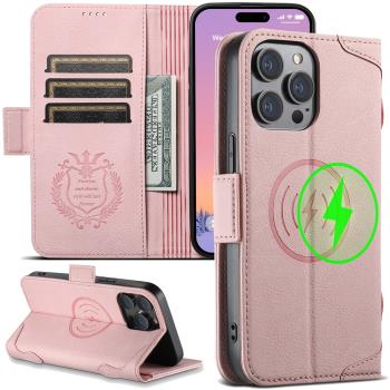 magsafe磁吸無線充電適用於iPhone15promax手機皮套14pro高階蘋果13翻蓋皮質12支架14Pm插卡保護套12pro防摔