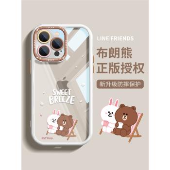 【正版布朗熊】櫻花適用蘋果15promax手機殼新款iPhone16簡約14卡通可愛plus透明散熱13矽膠防摔12全包11鏡頭