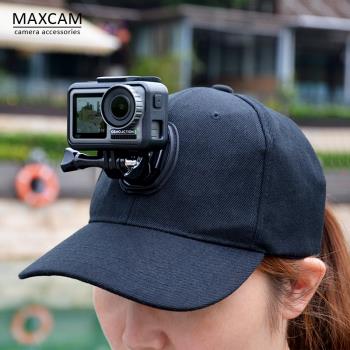 MAXCAM適用dji大疆靈眸運動相機OSMO ACTION5/4/3帽子夾鴨舌帽頭帶狗gopro hero13/12/11/9配件insta360