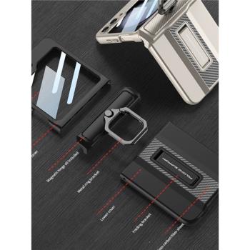 適用三星zflip5手機殼手機殼Phone Case帶支架磁吸保護殼全包flip4指環SM-F74310防摔保護套商務超跑時尚潮版