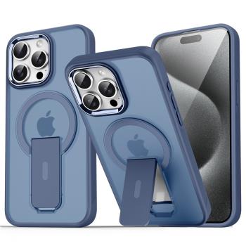 高階感磁吸帶支架適用蘋果16promax手機殼透明磨砂質感iPhone14plus套13pro隱形支撐架男生12支點15新款外殼e