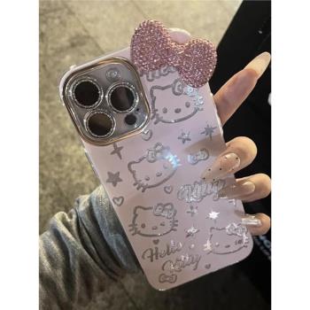 aonishi 蝴蝶結貓14適用15pro蘋果16新款手機殼iPhone13pro高階12矽膠11promax小眾plus保護套個性創意立體