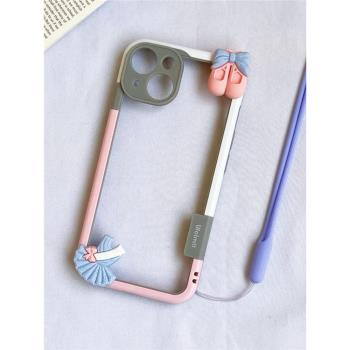16少女芭蕾舞夢想適用蘋果15promax手機殼iPhone14pro新款13promax斜挎12pro小眾11夏日防摔散熱pm保護套女