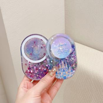 適用蘋果三星磁吸支架流沙液體閃粉城堡摩天輪煙花伸縮指環手機殼