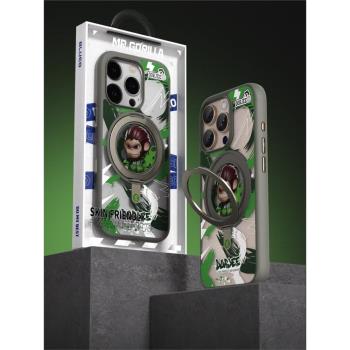 藍猩適用於蘋果16ProMax多吉猩磁吸殼iPhone16pro膚感支點殼IP16手機保護套支架磨砂高階防摔簡約硬後殼男女
