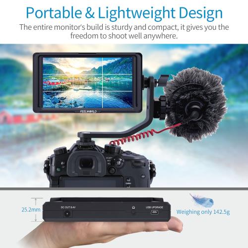 FEELWORLD富威德F6S微單相機5寸顯示4K高清攝像機單反導演監視器