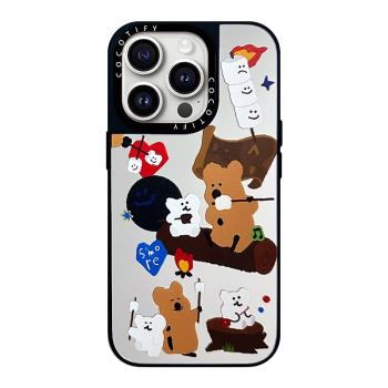 CASE鏡面Dnoaeng聯名音樂柿子熊14Pro聯名15Pro適用Phone14ProMax蘋果13Pro網紅可愛12防摔蘋果15手機殼