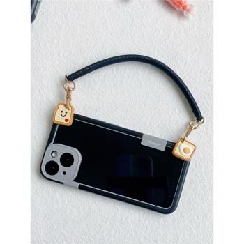 16立體手提15promax手機殼矽膠散熱邊框iphone適用蘋果14保護套個性13pm便攜腕帶11創意防摔pm卡通12mini