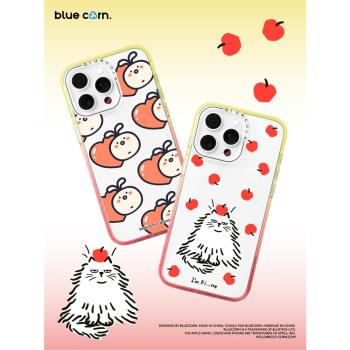 【bluecorn】藍色苞米原創黃粉硬糖合集漸變色防摔手機殼適用於iPhone 16 PROMAX 15promax磁吸magsafe保護套