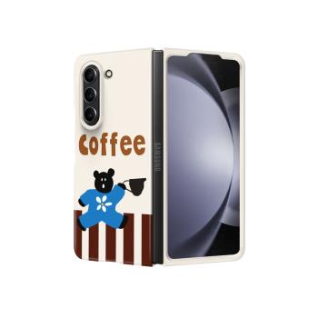 條紋熊咖色適用三星ZFold7手機殼fold6女新款Fold5折疊屏W24心系天下W25高級小眾超薄防摔日韓國菲林硬殼