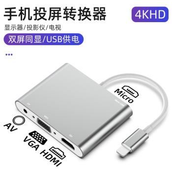 蘋果轉HDMI轉換器手機連線顯示器高畫質轉接線iPad平板轉接lightning介面vga投影儀連接手機電視機同屏投屏配件