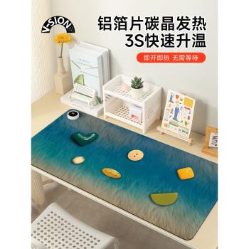 V-SION原創加熱鼠標墊超大辦公室桌面冬天發熱暖桌墊學生寫作業寫字桌墊暖手防水電腦鍵盤墊子女生宿舍恆溫