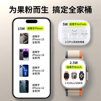 三合一無線充電器金屬適用蘋果apple watch手錶16ProMax手機iWatch充電底座磁吸快充magsafe耳機支架airpods