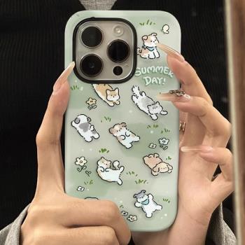 ins風貓貓狗狗全包邊適用蘋果16/15promax手機殼iphone12菲林13二合一11軟卡通可愛小動物14pro防摔手機殼女