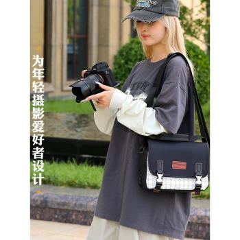 佳能R50 M50單肩單反相機包男女富士XT30 索尼zve10尼康z30攝影包