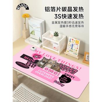 可愛小怪獸加熱鼠標墊超大發熱暖桌墊辦公室墊子桌面電腦鍵盤電熱板暖手桌墊