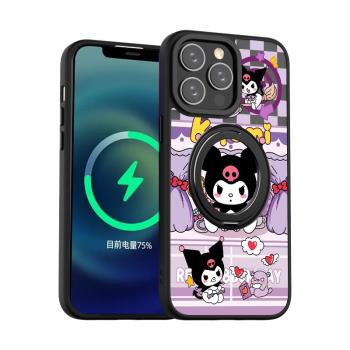 適用蘋果iPhone15ProMax手機殼MagSafe磁吸支架14Plus女生可愛庫洛米13帶指環一體14Pro扣環12酷洛米iP11全包