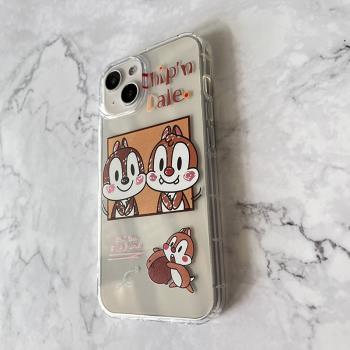 迪士尼奇奇蒂蒂iPhone16pro max手機殼適用蘋果13矽膠套12可愛松鼠x花栗鼠iPhone15pro保護套蘋果14plus情侶