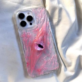 小眾櫻花粉水晶眼適用蘋果16Pro手機殼iPhone15Promax高階感14Pro手工13Pro個性12創意11防摔13保護套x透明