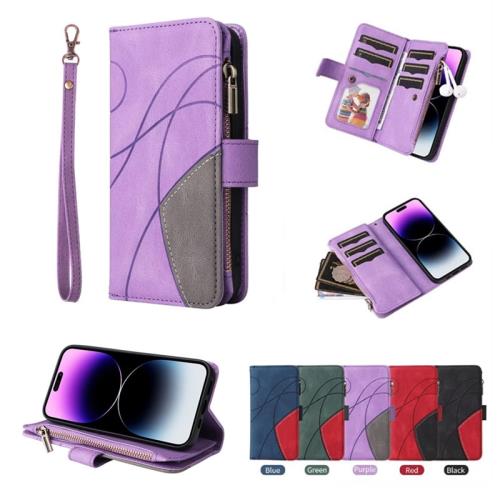 適用于小米Poco M6 Pro 4G/X6 Pro 5G機套九卡拉鏈錢包款翻蓋式保護皮套軟硅膠外殼全包邊防摔多插卡槽位手繩