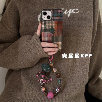 殼屁屁KPP小眾復古撞色聖誕樹ins韓系14適用16pro蘋果16ProMax手機殼iPhone16/13軟15Promax保護套