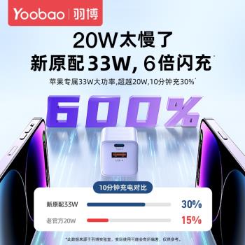 羽博適用蘋果充電器14蘋果充電頭30w氮化鎵pd20w手機ipad數據線typec