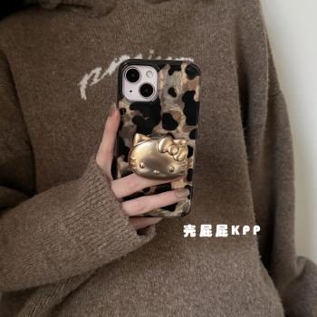 殼屁屁KPP黑金高階感撞色可愛支架ins韓系14適用16pro蘋果16ProMax手機殼iPhone16全包13軟15Promax保護套