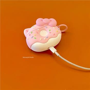 粉色甜甜圈kitty貓適用蘋果耳機保護套airpodspro2代無線藍牙耳機殼三代airpod二代ipod耳機套airpods3矽膠軟